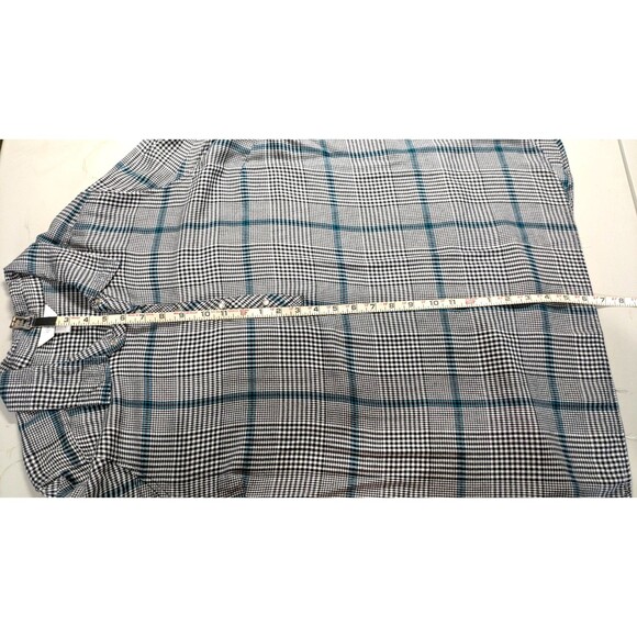 CJ Banks Women's 2X Green Plaid Long Sleeve Raylon Snap Button Pullover Shirt - Picture 4 of 8